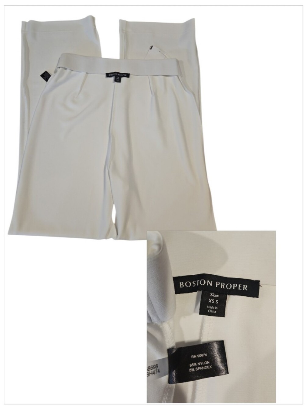 Boston Proper Beyond Travel Set Keyhole Halter Top Wide Leg Pants Ivory White XS - Picture 16 of 16